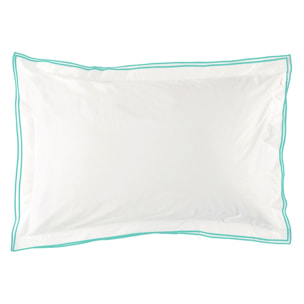 Housse de couette unie en percale de coton, ASTOR, Bleu Nuit/Turquoise