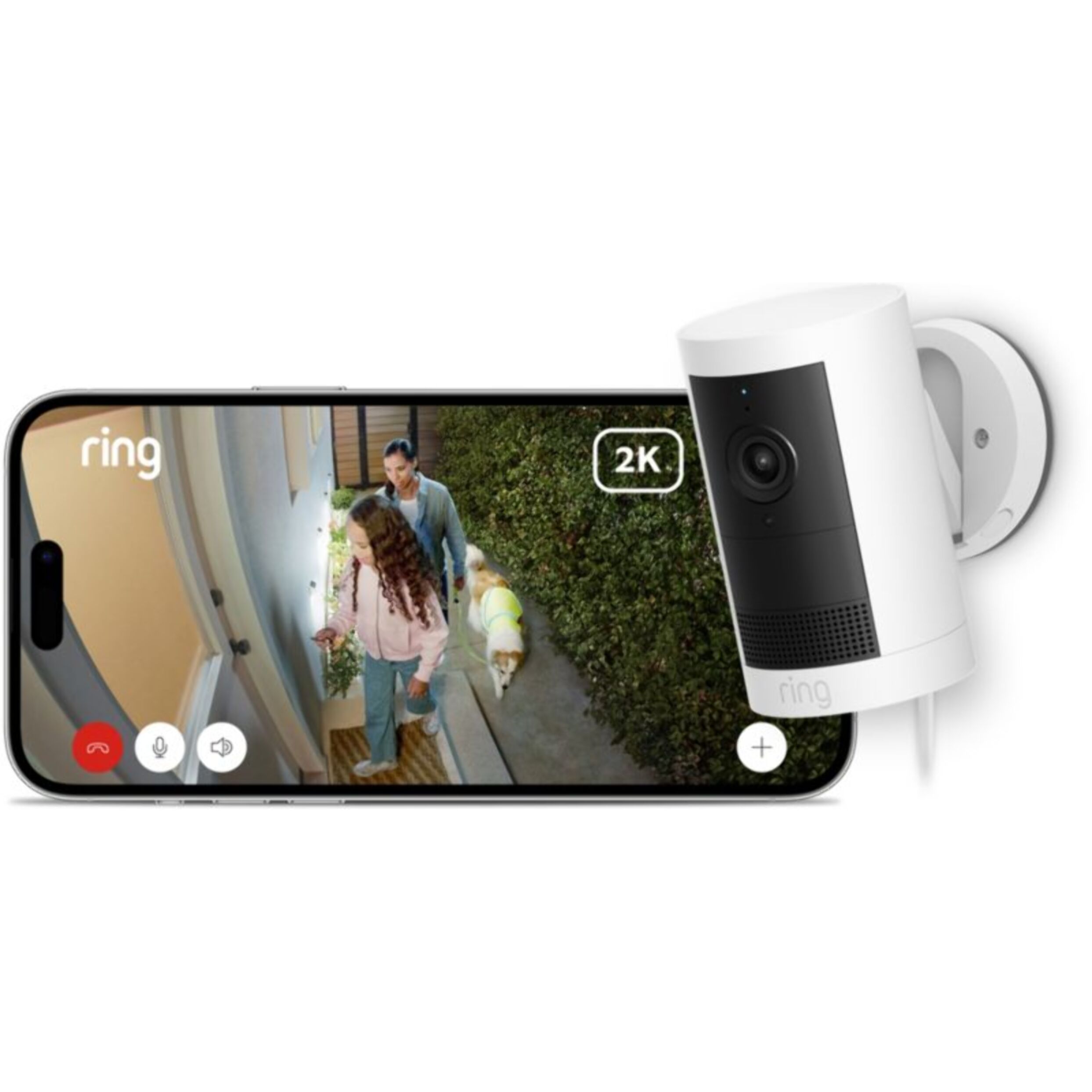 Caméra de surveillance RING Cam Plus - Plug-in - Blanche