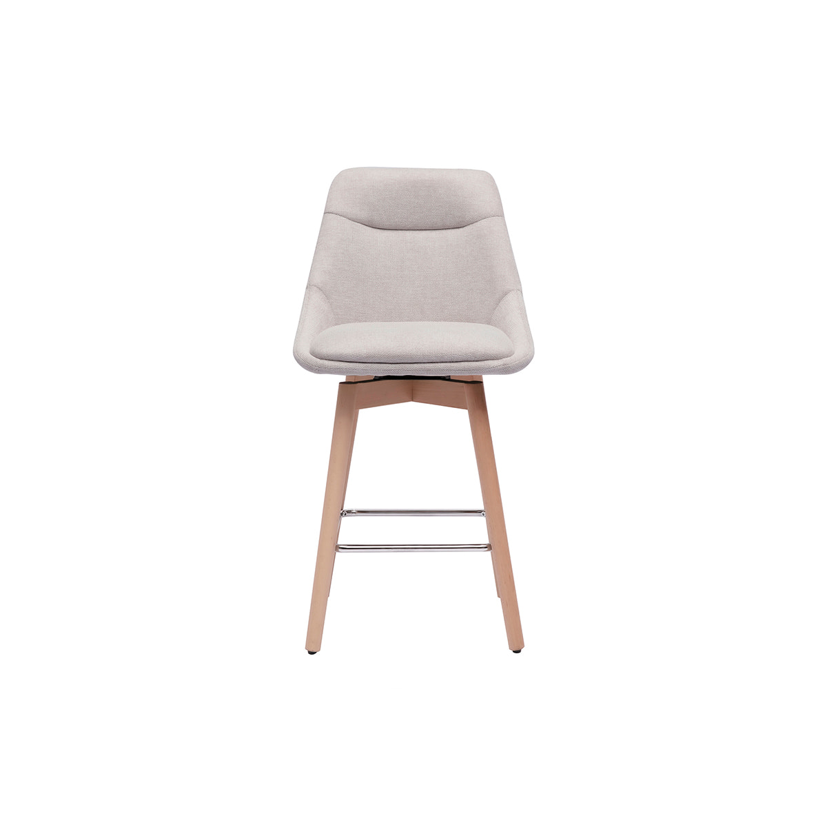 Tabourets de bar scandinaves pivotants 360° en tissu effet velours texturé beige et bois clair H65 cm (lot de 2) ALESS