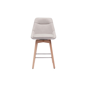 Tabourets de bar scandinaves pivotants 360° en tissu effet velours texturé beige et bois clair H65 cm (lot de 2) ALESS