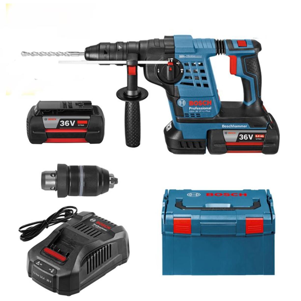 Perforateur burineur GBH 36 VF-LI PLUS - BOSCH - 2 batteries 36V 6.0 Ah, chargeur, en coffret - 0691190700B