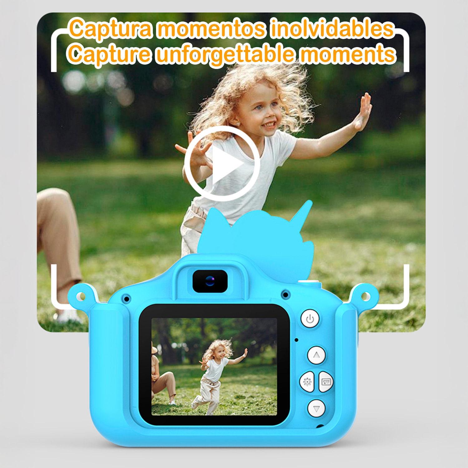 Cámara infantil de fotos y video. 44mpx y video FHD, zoom digital 8x. Cámara trasera para selfies, juegos incorporados. Funda de silicona diseño panda.