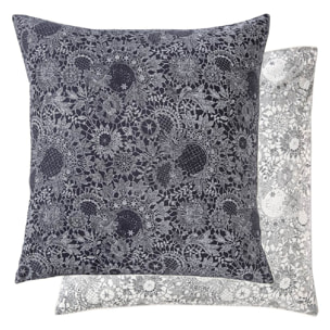 Taie d'oreiller percale de coton imprimé bleu Guipures marine