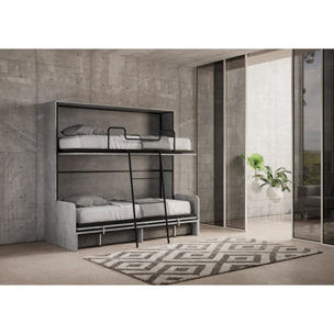 Lit escamotable horizontal superposé 2 couchages 85 Kando Sofà avec matelas Gris Béton - ALESSIA 20