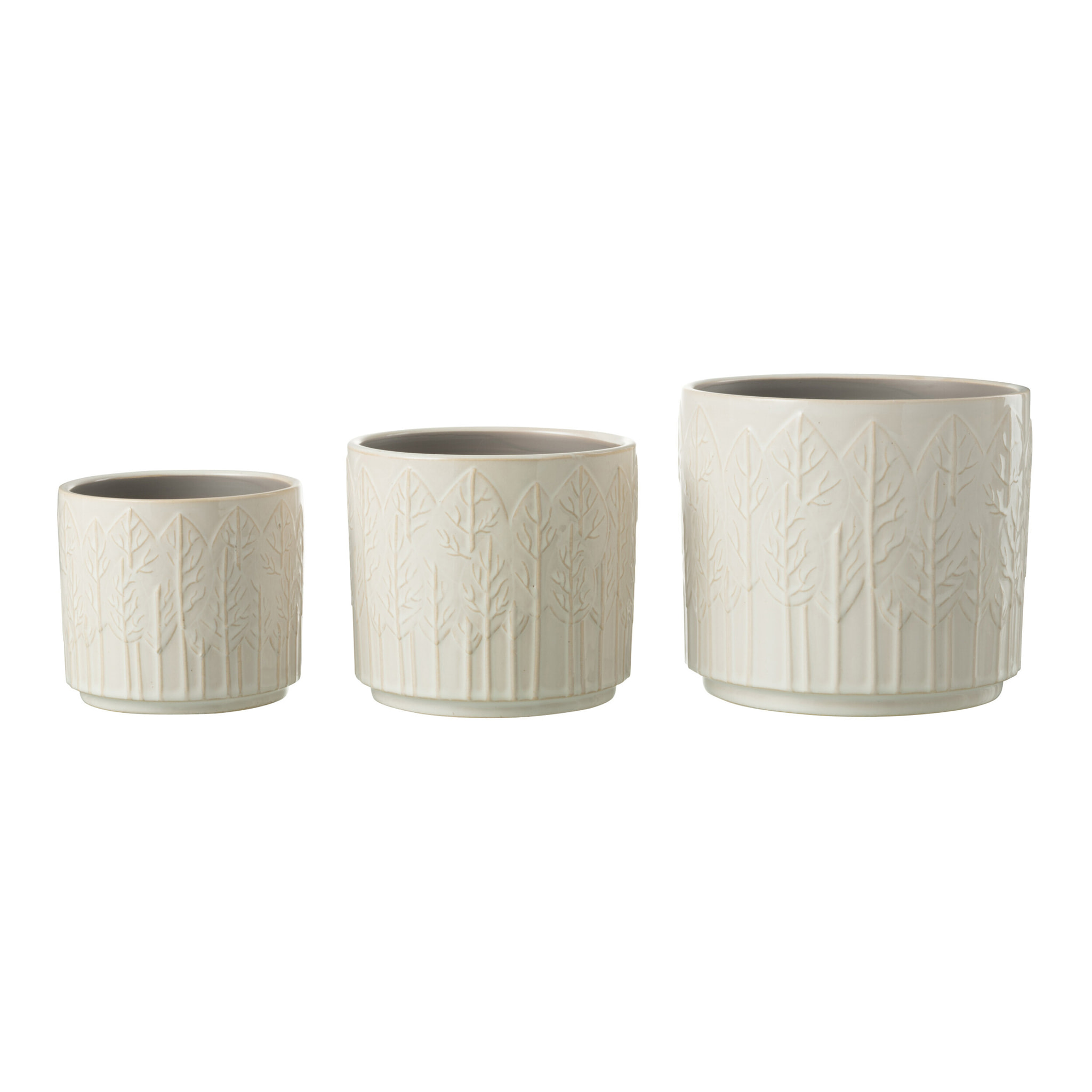 J-Line cache-pot Feuille - céramiqu - blanc - large - Ø 17 cm