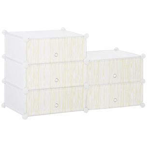 Meuble de rangement à chaussures modulable 6 casiers rectangulaires empilables blanc effet bois