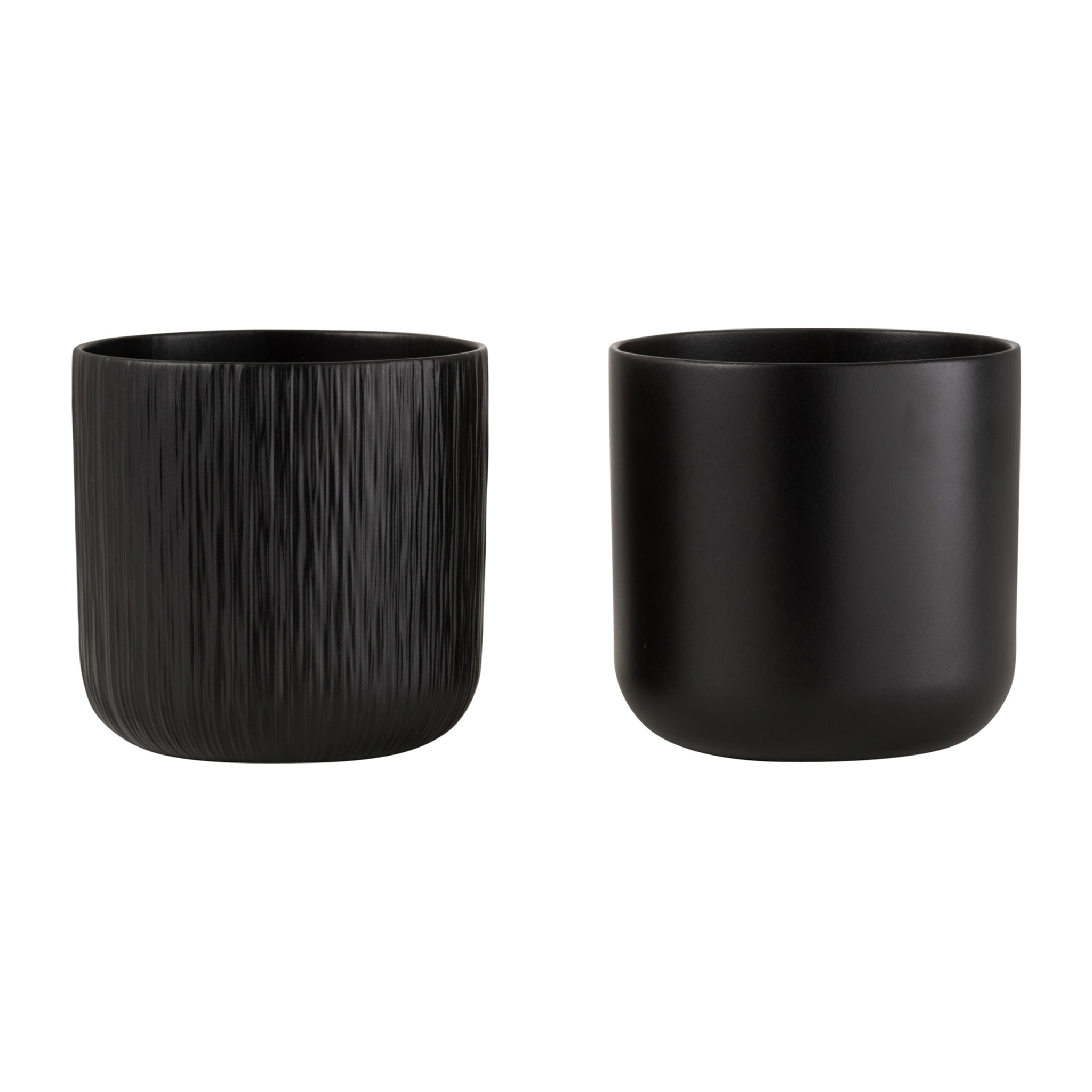 J-Line cache-pot Gen - céramique - noir - large - 2 pièces - Ø 18.5 cm