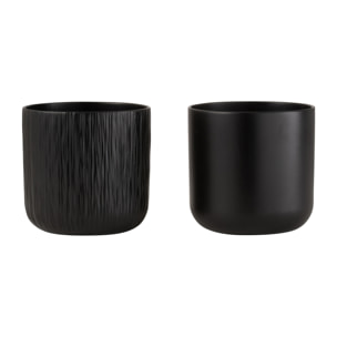 J-Line cache-pot Gen - céramique - noir - large - 2 pièces - Ø 18.5 cm