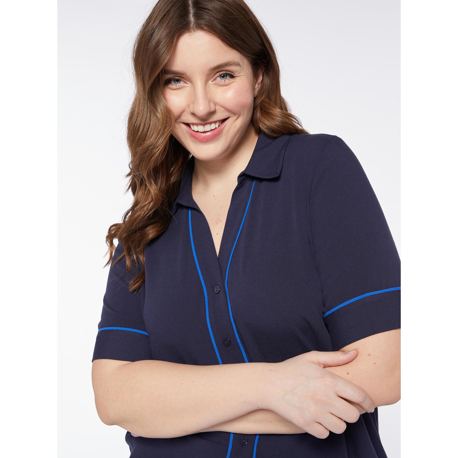 Fiorella Rubino - Camisa de manga corta en viscosa ECOVERO™ - Azul