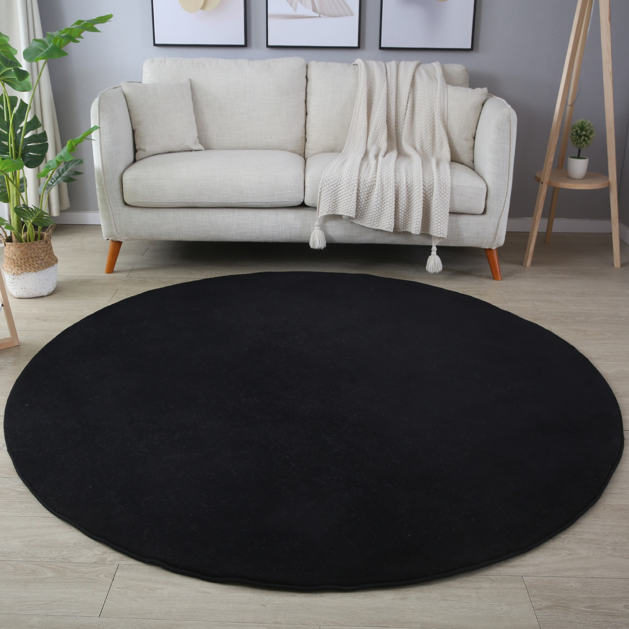 MOSCOU - Tapis rond uni Noir