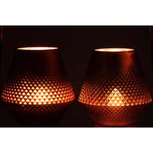 J-Line bougeoir Cari - verre - cuivre - large - 2 pcs