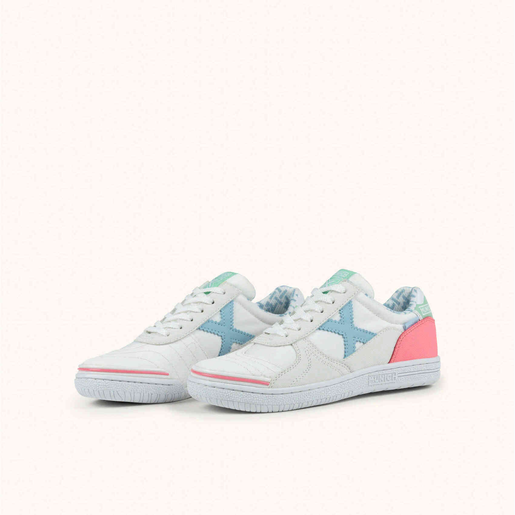 MUNICH G-3 KID 461 Zapatilla de Fútbol Sala Infantil Blanca con Detalles Pastel
