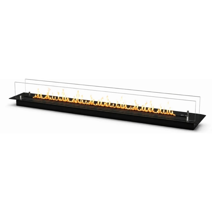 Topline - Bruciatore Per Camino A Bioetanolo 4lt Da Incasso 150x21x25 cm Black Edition in Acciaio