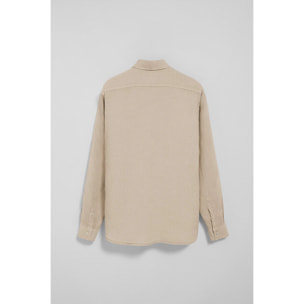 Camicia sabbia in lino tinta in capo con ricamo Rigby Go