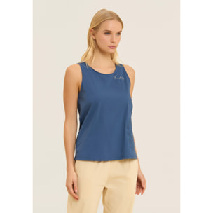 Canotta Svasata con Ricamo Floreale