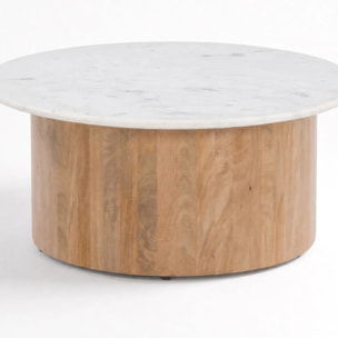 Table basse en marbre et bois de manguier - Léana