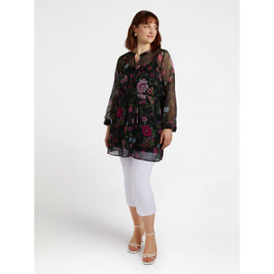 Fiorella Rubino - Camicia lunga floreale - Nero