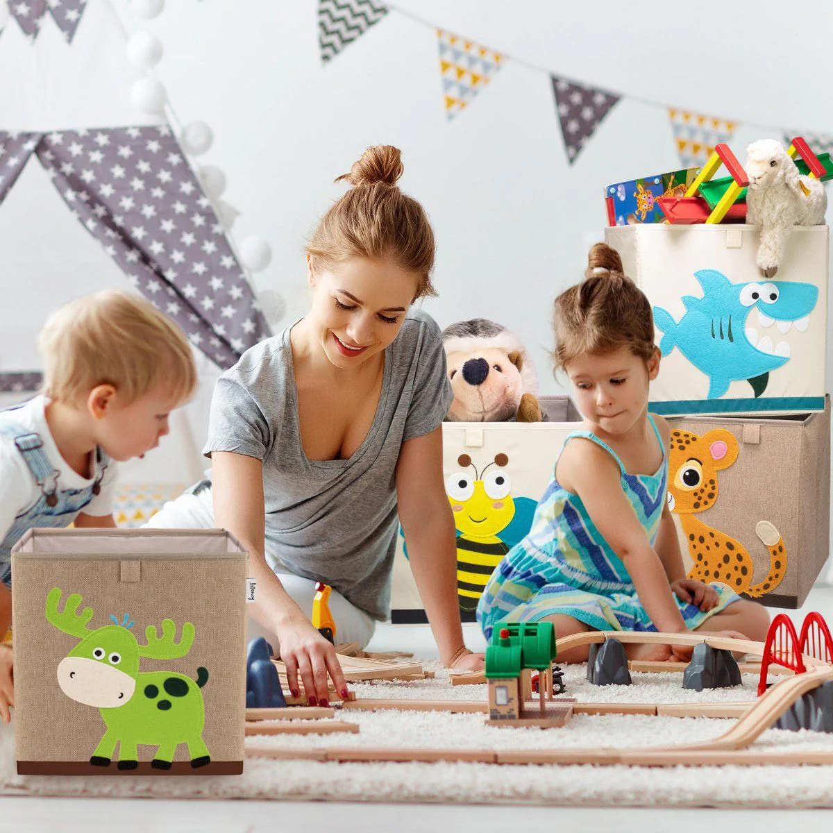 Boîte de rangement en tissu pour enfant "cerf", compatible Ikea Kallax Lifeney