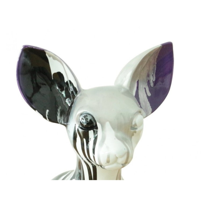 Statuette chien chihuahua gris en résine H30cm - KIKI