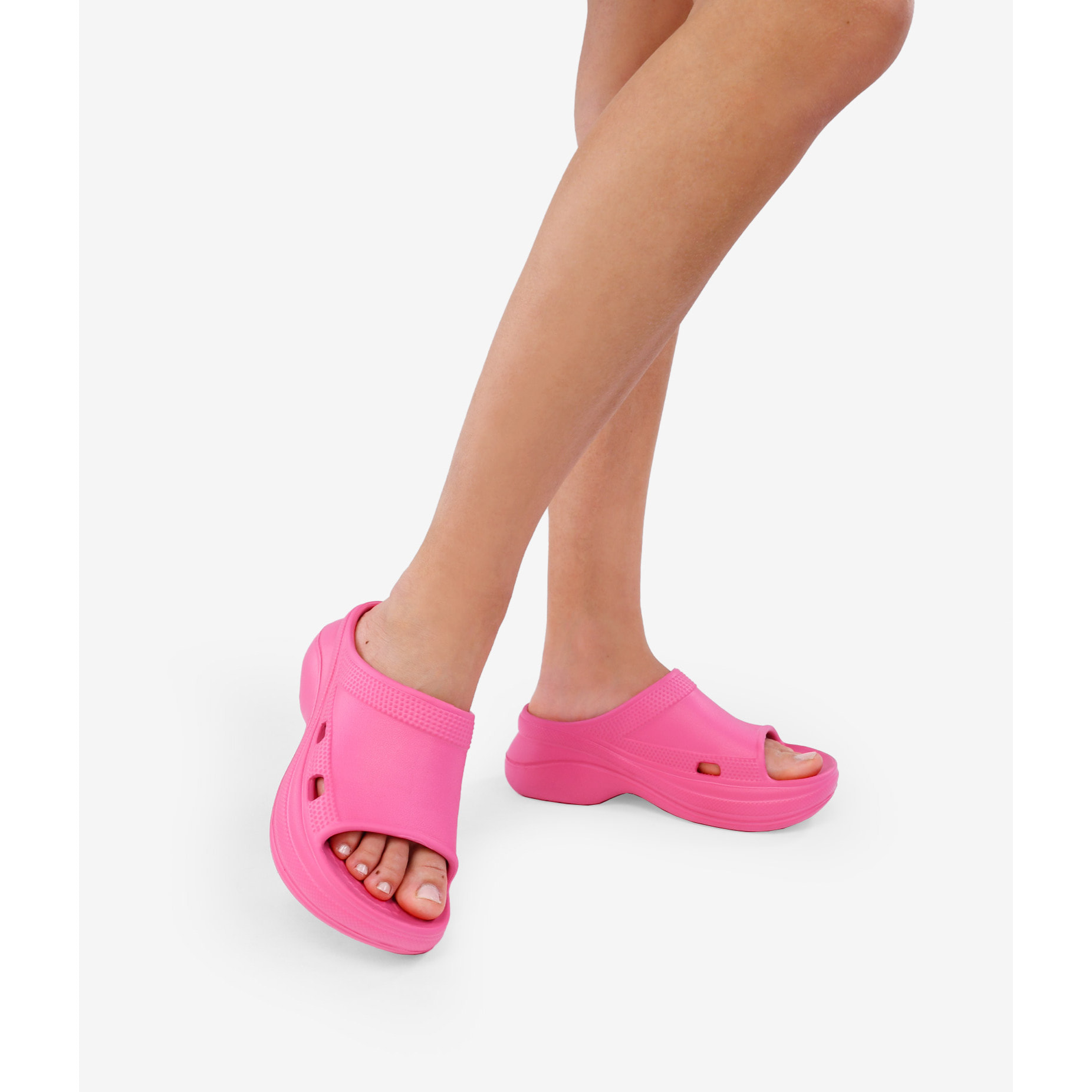 Sandalias de goma con plataforma rosas