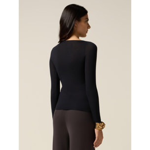 Oltre - Camiseta mezcla de cachemir - Negro