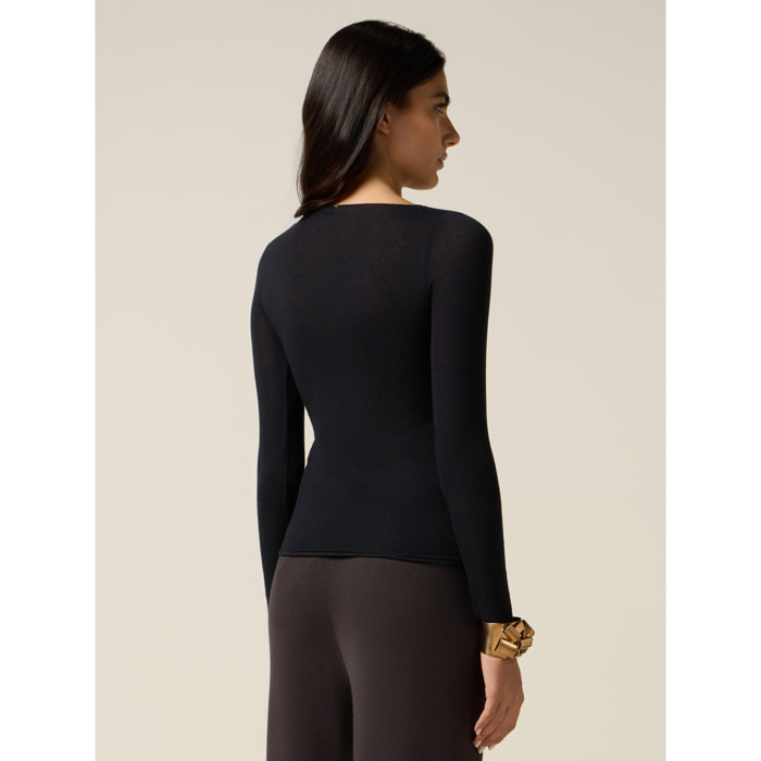 Oltre - Camiseta mezcla de cachemir - Negro