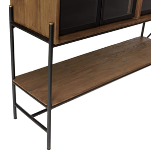 SIXTINE - Buffet 4 portes vitrées 6 étagères 1 niche