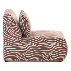 Onyx - fauteuil sans accoudoirs zèbre en velours - Marron / Blanc