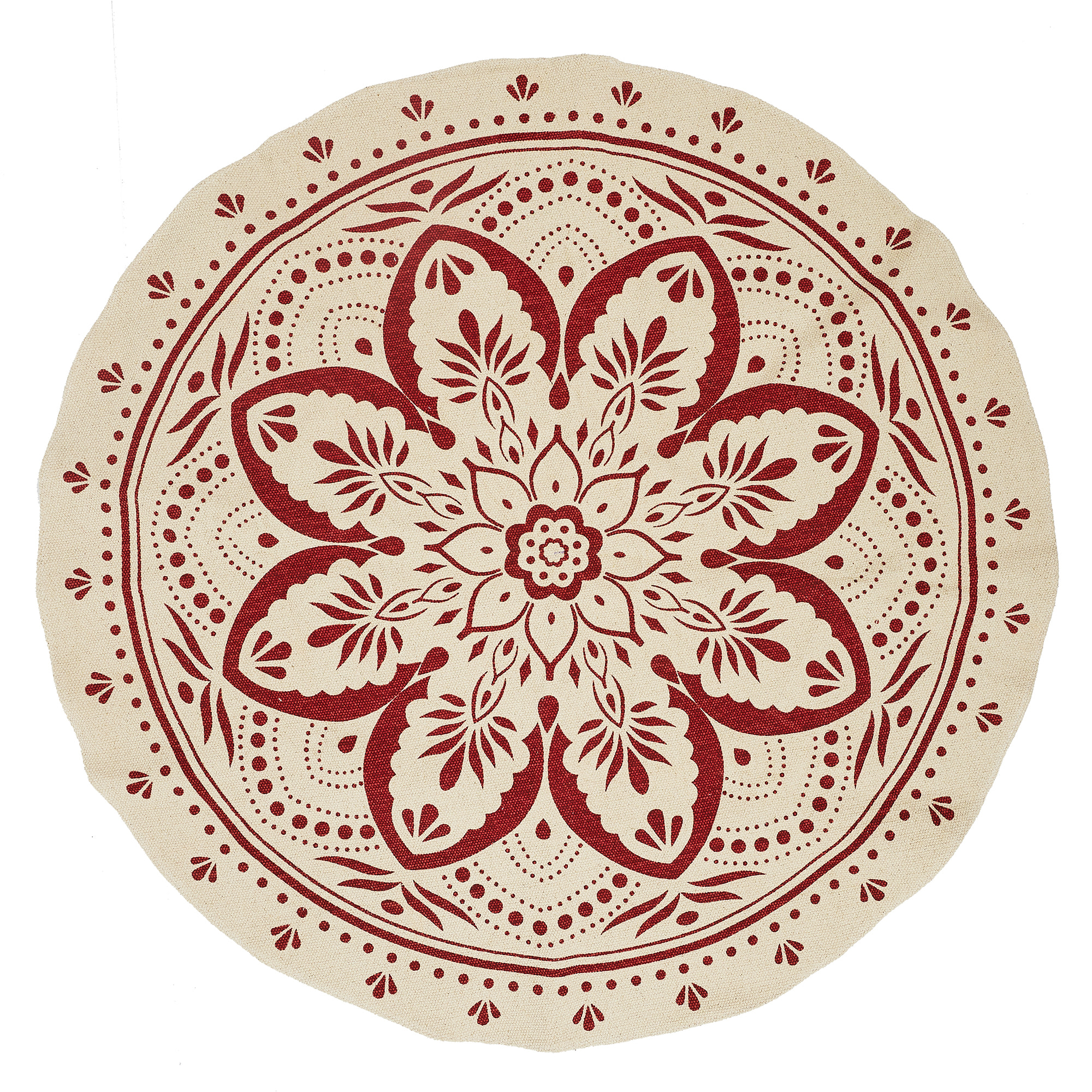 Tapis Rond Imprime Mandala Terracotta 120cm