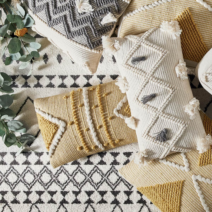 Coussin "R.O.W." jaune moutarde 30x50cm