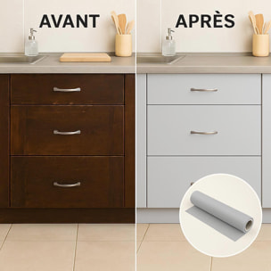 Rouleau adhésif décoratif Vinyle au Mètre - Gris clair - Sticker Lavable Imperméable Mur Cuisine Meubles