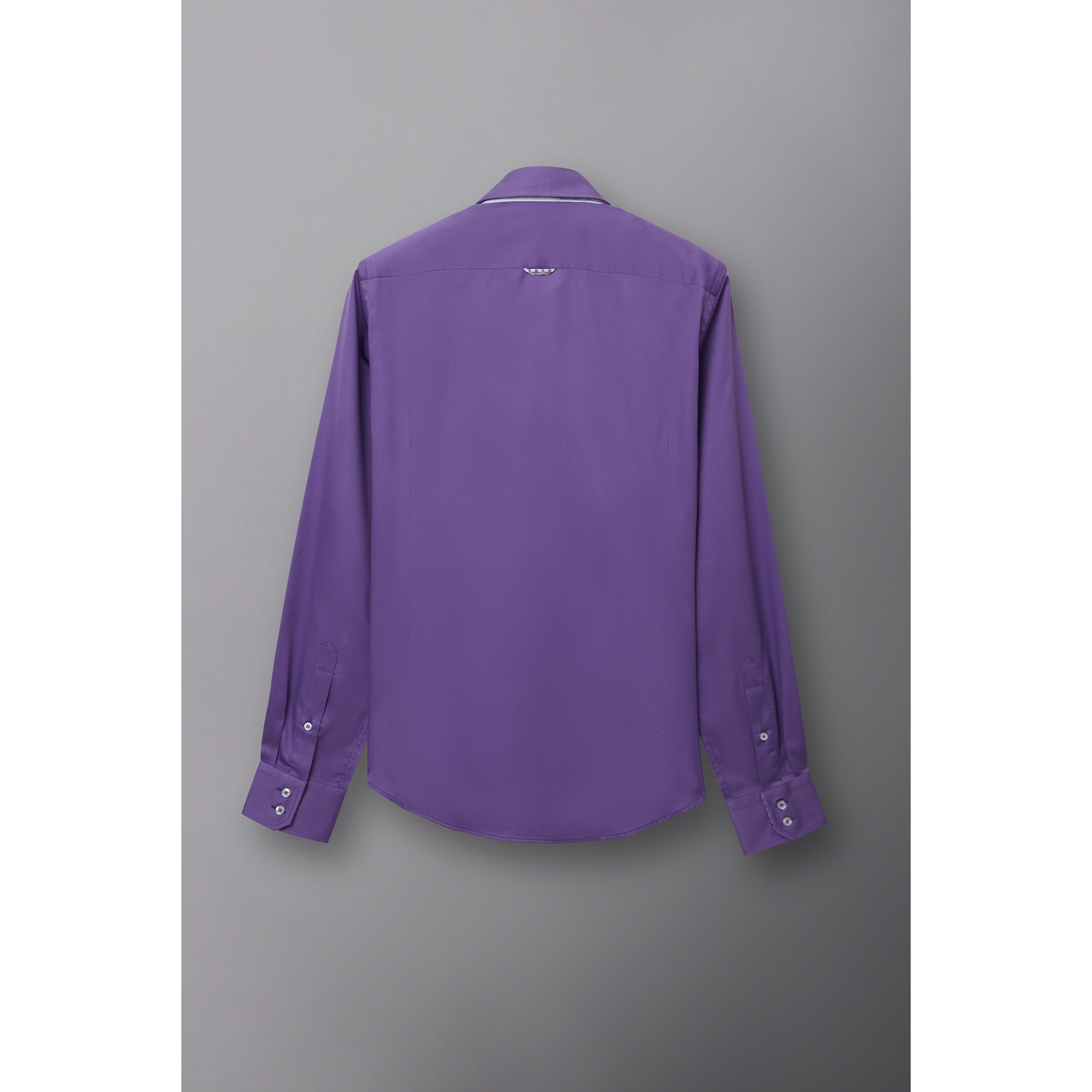Camicia Uomo 2 Bottoni Button Down 7bottoni Doppio Coll Satin Unito Viola