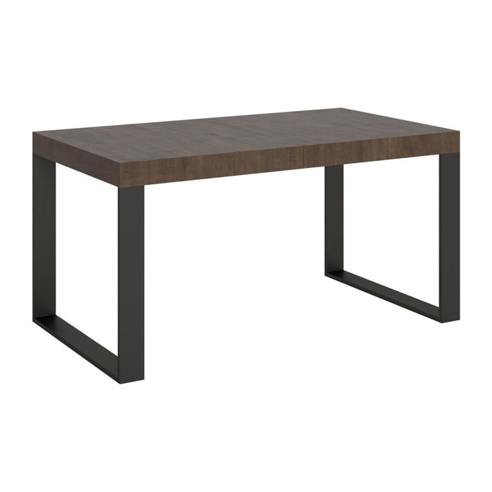 Table extensible 90x160/264 cm Tecno Premium Noyer cadre Anthracite