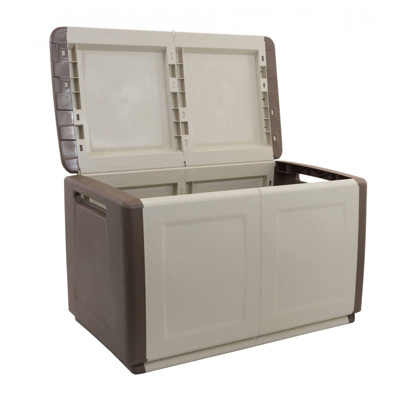 Baule Andra, Cassapanca multiuso, Baule contenitore, Box portaoggetti, 100% Made in Italy, 96x53h57 cm, Beige e Marrone