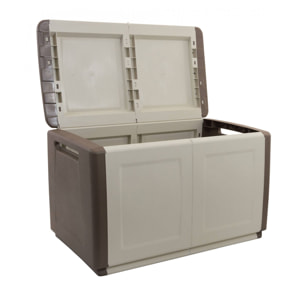 Baule Andra, Cassapanca multiuso, Baule contenitore, Box portaoggetti, 100% Made in Italy, 96x53h57 cm, Beige e Marrone