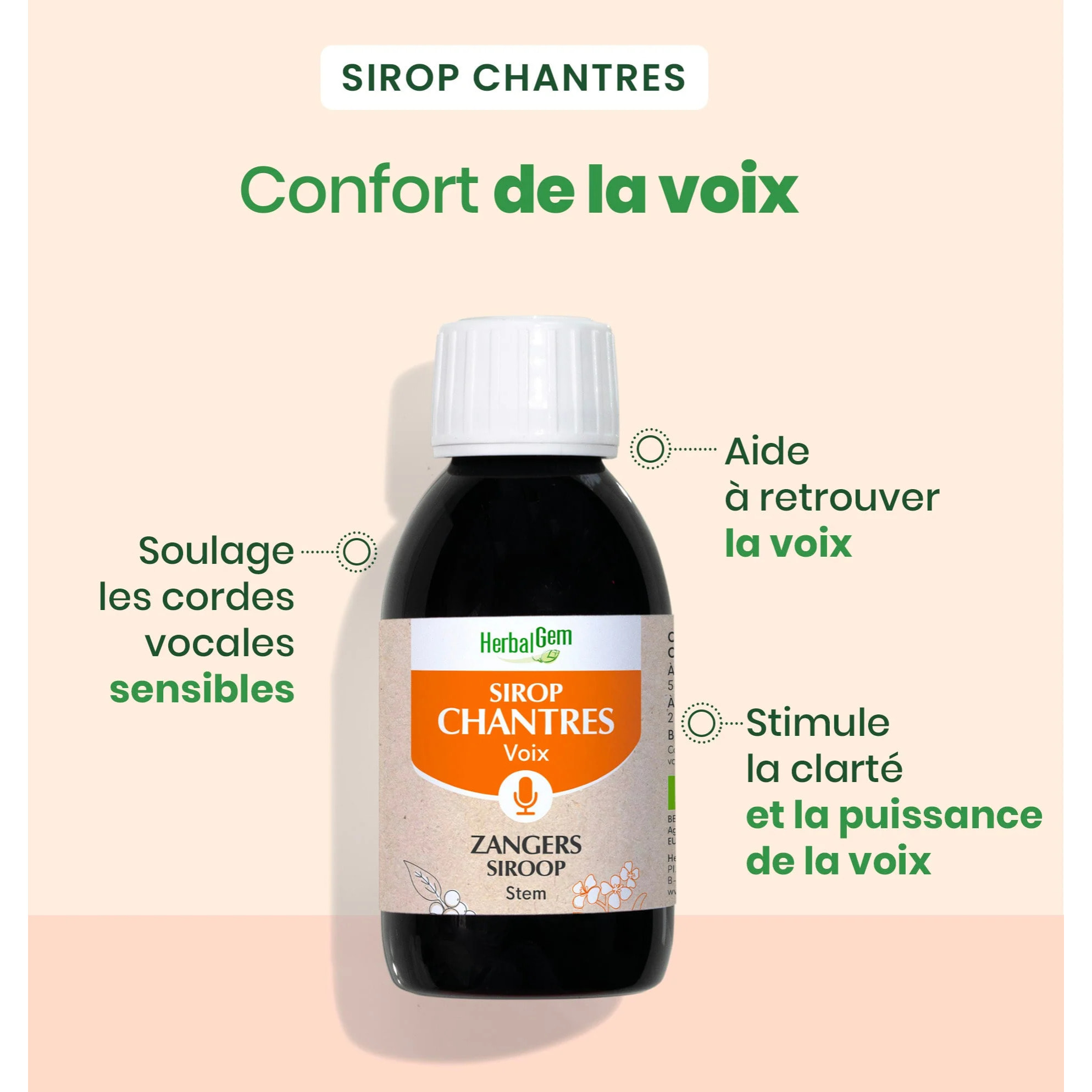 Herbalgem- Sirop Chantres Voix enrouée - Bio - 250 ml