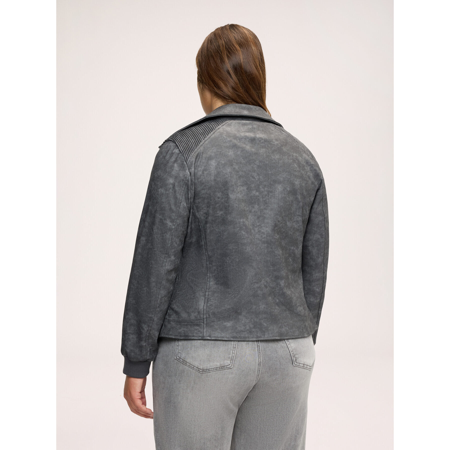 Fiorella Rubino - Giacca biker con polsini in maglia elasticizzata - Grigio