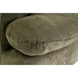 Canapé convertible déhoussable 3-4 places design haricot en tissu effet velours texturé vert kaki SACHA