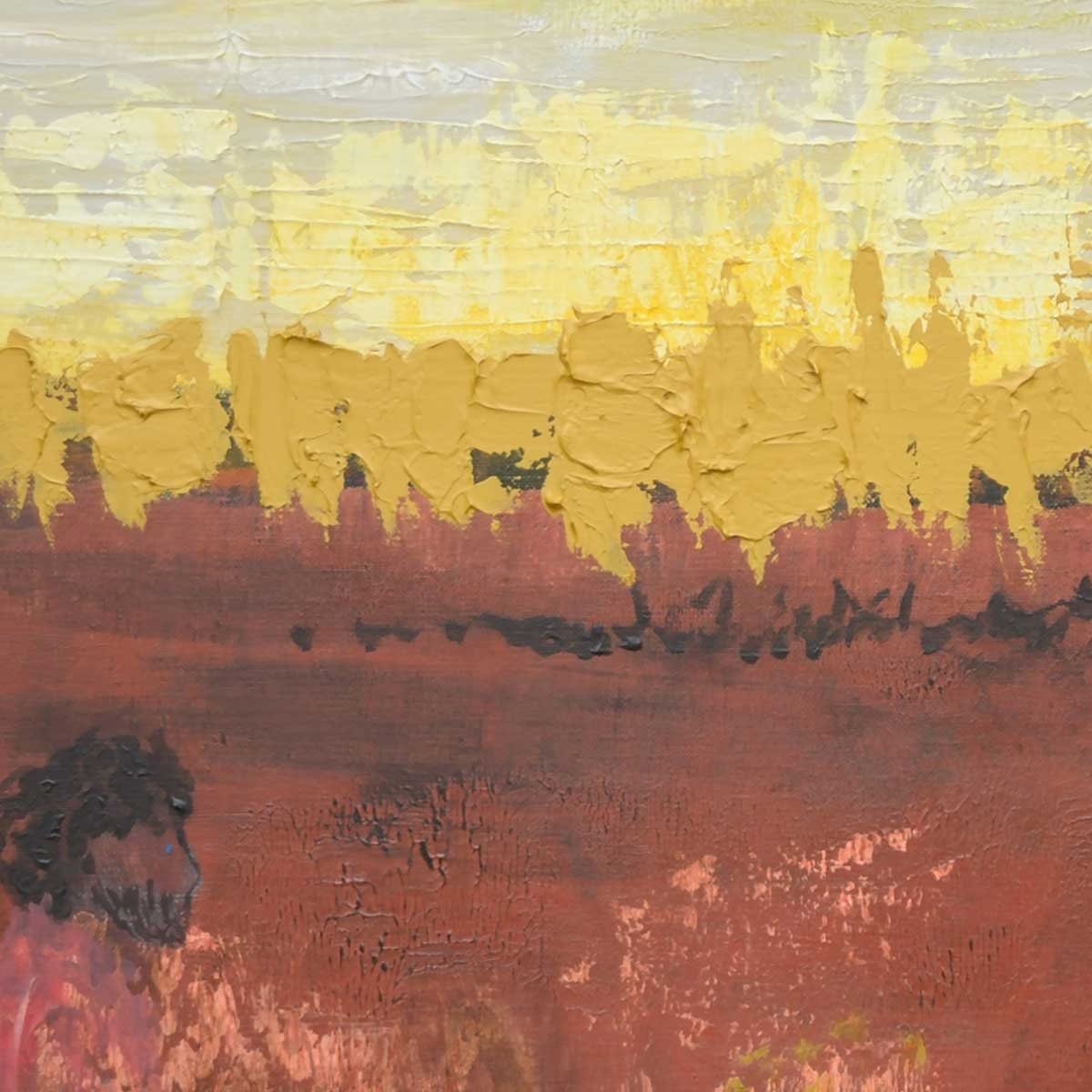 Affiche abstrait art primitif Affiche + cadre en bois - Chêne