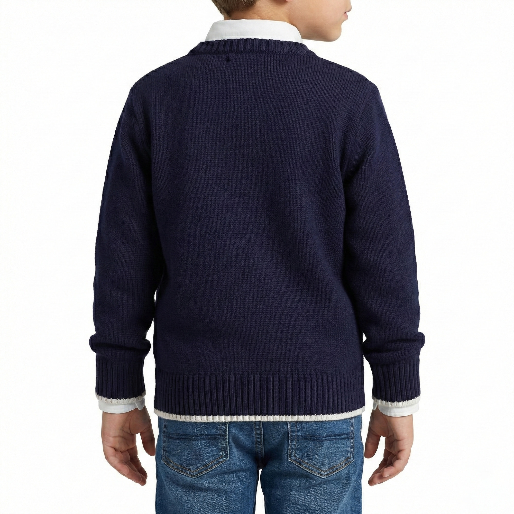 Girocollo finezza 5 con intarsio bandiere Polo Club St Martin Blu