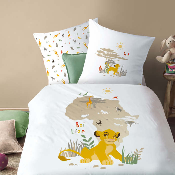 Parure de lit imprimée 100% coton, DISNEY HOME LE ROI LION BROUSSE