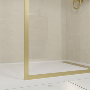 Paroi de douche 120x200 cm - Cadre et bras aluminium Or Doré Brossé - GOLDY CONTOURING