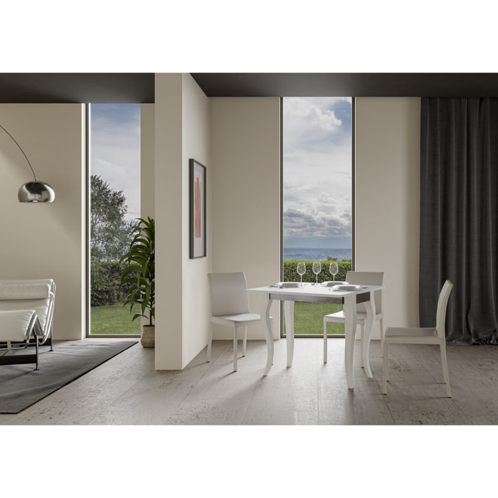 Console Olanda Librox cm.90x45 (extensible à 90) Frêne Blanc cadre Gris 142