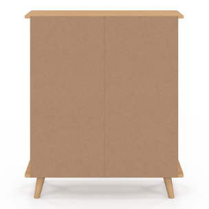 Buffet Faustine 3 étagères et 1 placard effet lattes H80cm