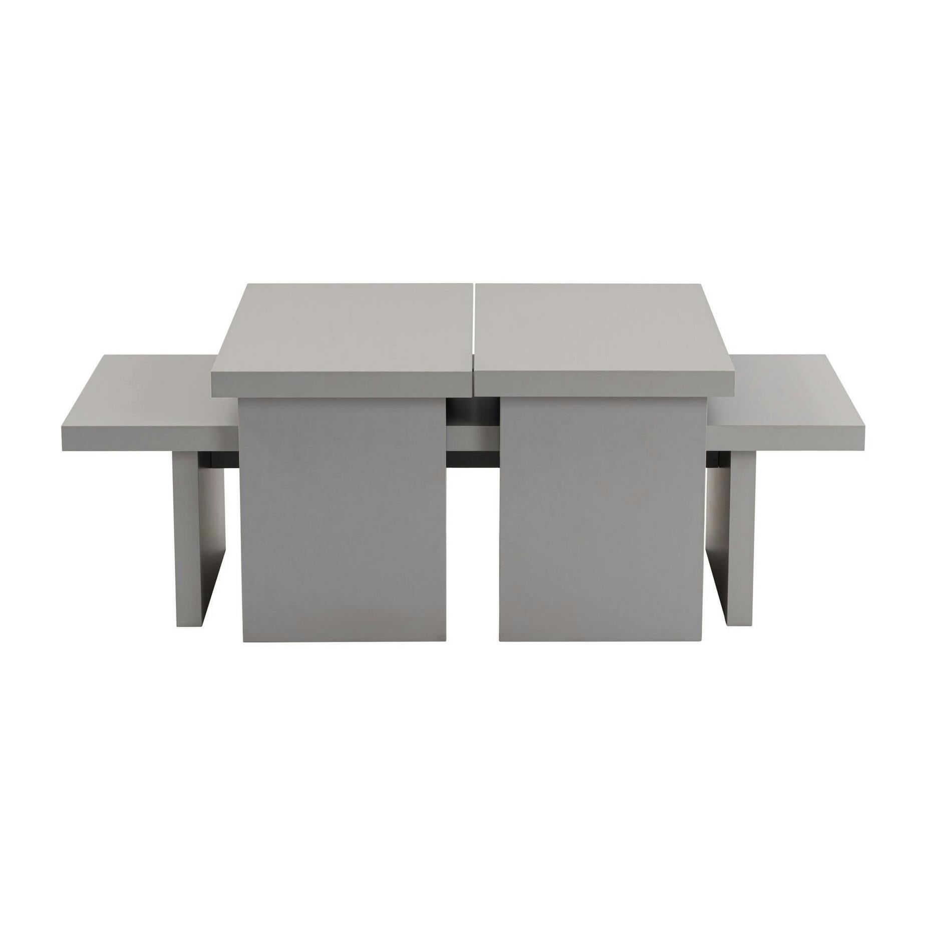 Table basse gigogne design – effet gris laqué (3 pièces) MARFA