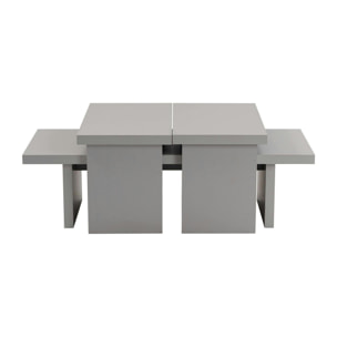 Table basse gigogne design – effet gris laqué (3 pièces) MARFA