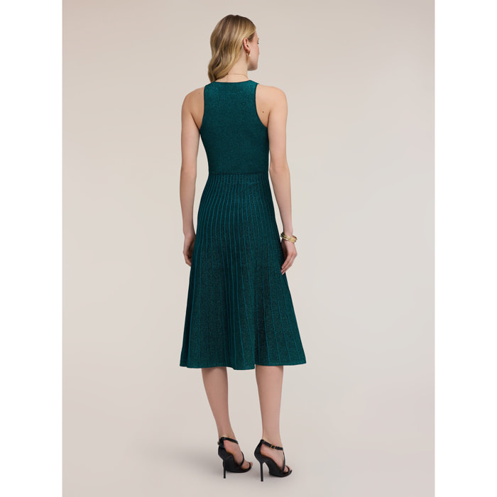 Motivi - Vestito flare in maglia plissé - Verde