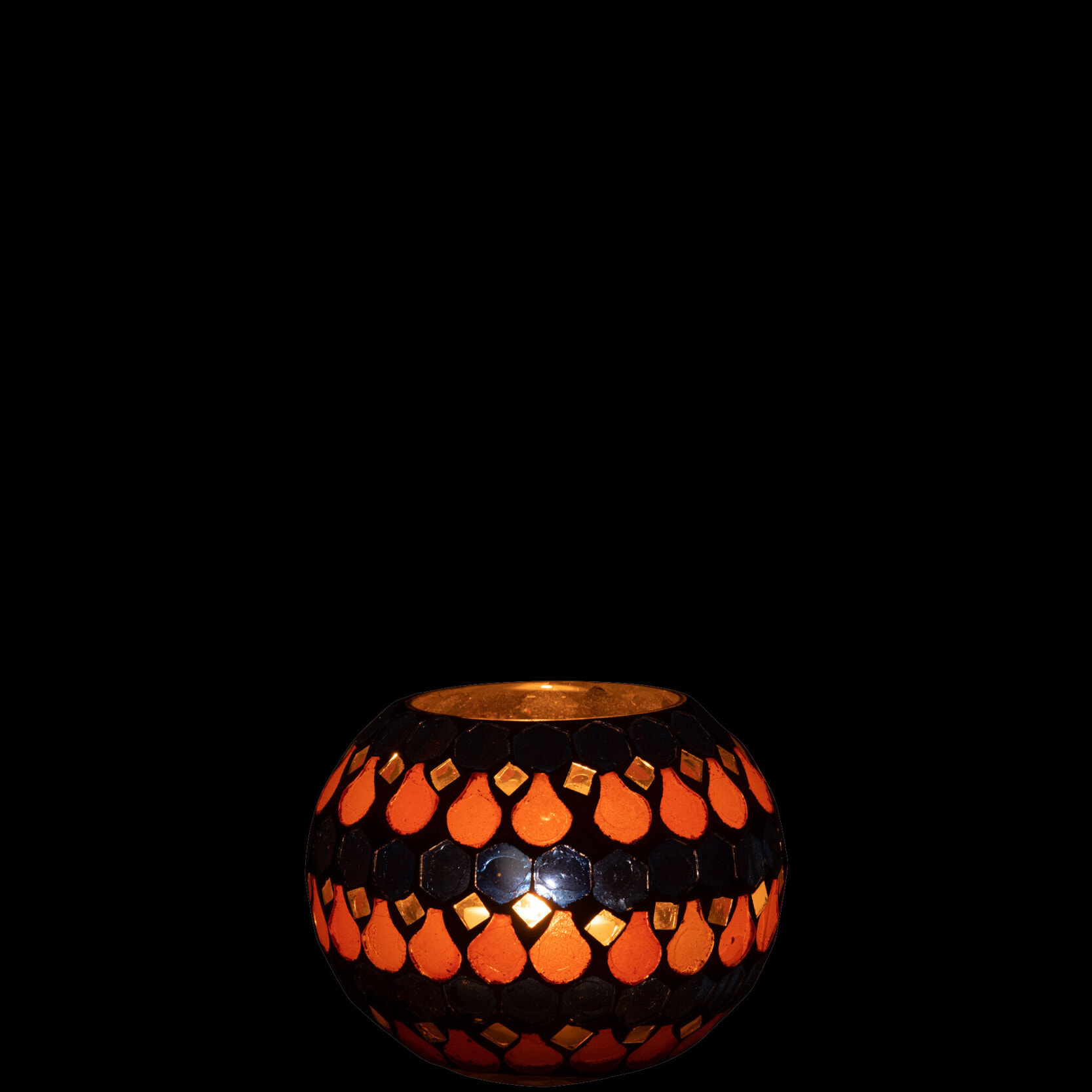 J-Line photophore Mosaic Goutte Verre Orange/Bleu - small