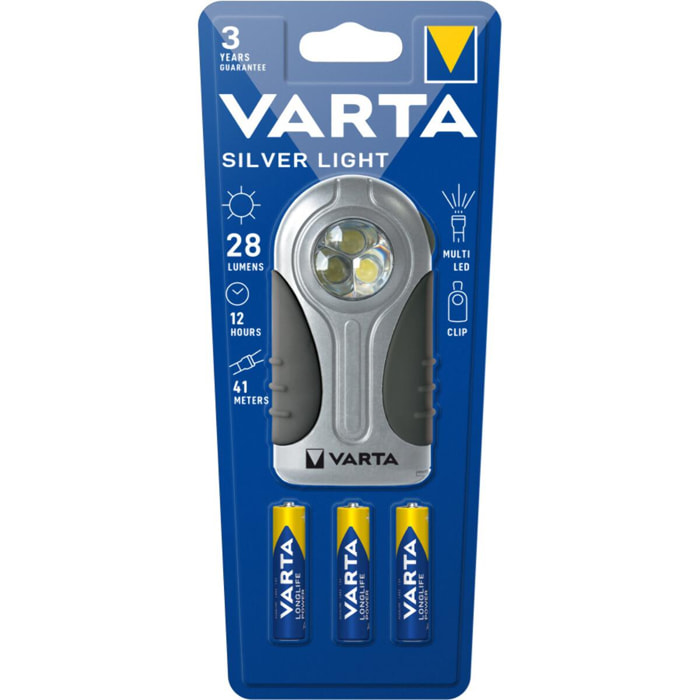 Varta - Torche LED SILVER LIGHT + 3 piles AAA