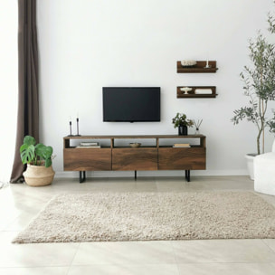 Mobile porta TV Dpigin, Credenza da soggiorno, Armadio basso per TV, Base parete attrezzata, 170x30h40 cm, Noce